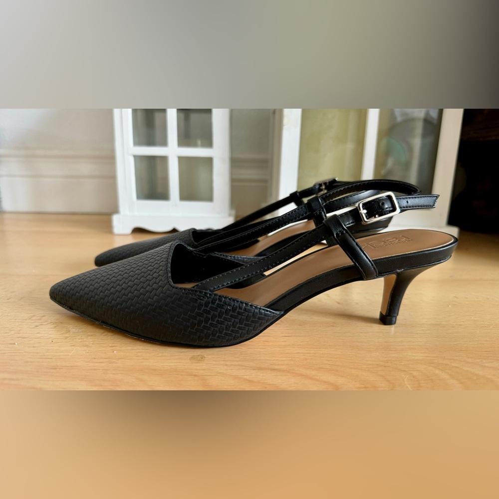 Black Slingback Kitten Heels